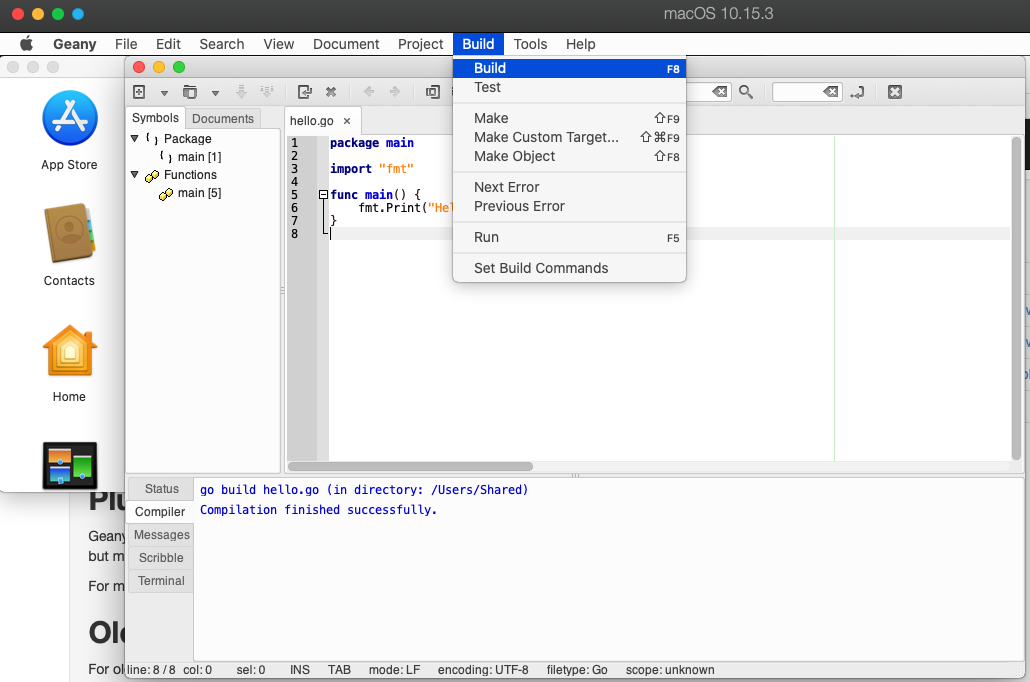 Select 'Build -> Build' to build the program.