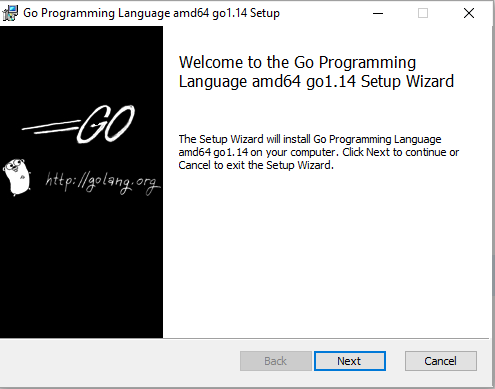 Run the installer. Follow the steps to install Go.
