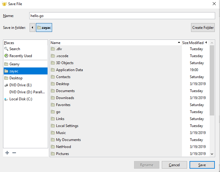 Save the program with .go extension.